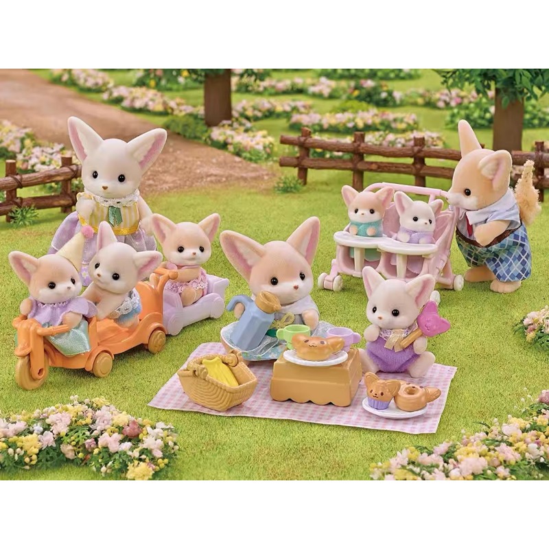 Sylvanian famílias acessórios originais roupas móveis houes boneca orelha larga raposa boneca ternurines autêntica jogar casa brinquedos