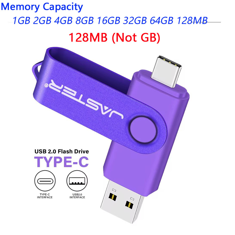 TYPE-C USB Flash Drive 128 MB (Não GB) Pen Drive de Capacidade Real 64 GB Chaveiro Grátis Memory Stick Presente Vermelho U Disco Azul 1G 2G 4G 8G