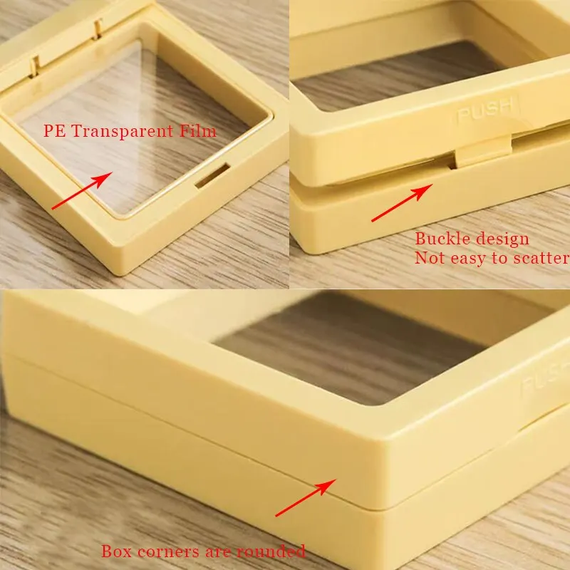 กล่องใส่เครื่องประดับสำหรับเดินทางทำจากฟิล์ม PE 4ชิ้นกล่องใส่ต่างหูสร้อยคอสร้อยข้อมือแหวนต่างหูกล่องของขวัญพลาสติกสีสันสดใส