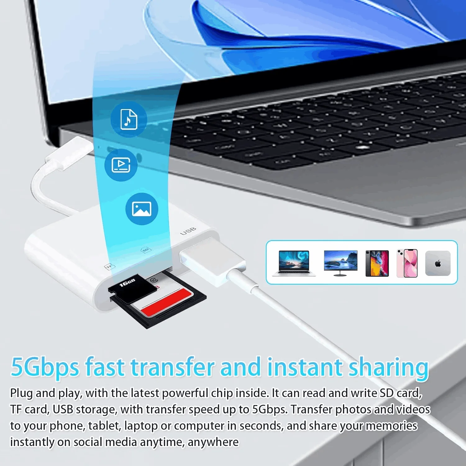 3 in 1 ประเภท C & Lightning อะแดปเตอร์พอร์ต TF CF SD Card Reader USB Hub Converter สําหรับโทรศัพท์ Macbook Ipad