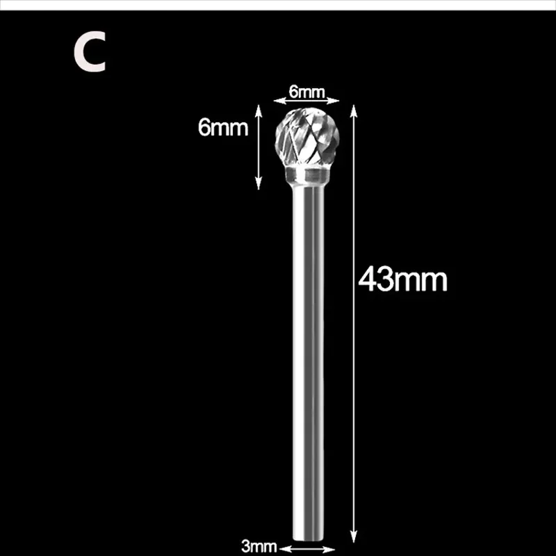 3X6Mm Thép Tungsten Carbide Burr Cắt Dụng Cụ Xoay Burr Đôi Cắt Kim Cương Xoay Dụng Cụ Đánh Bóng Gỗ Kim Loại đánh Bóng