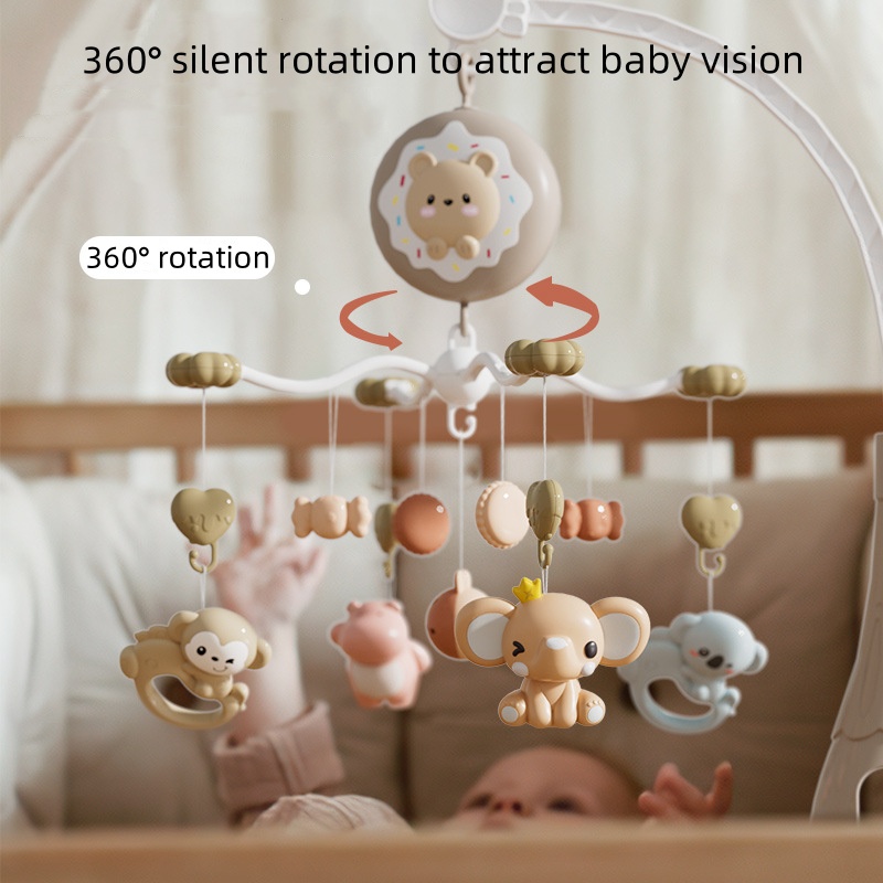 Brinquedos educativos para recém-nascidos, música rotativa elétrica, sino de berço, pode morder, chocalho, luz com função bluetooth, pingente