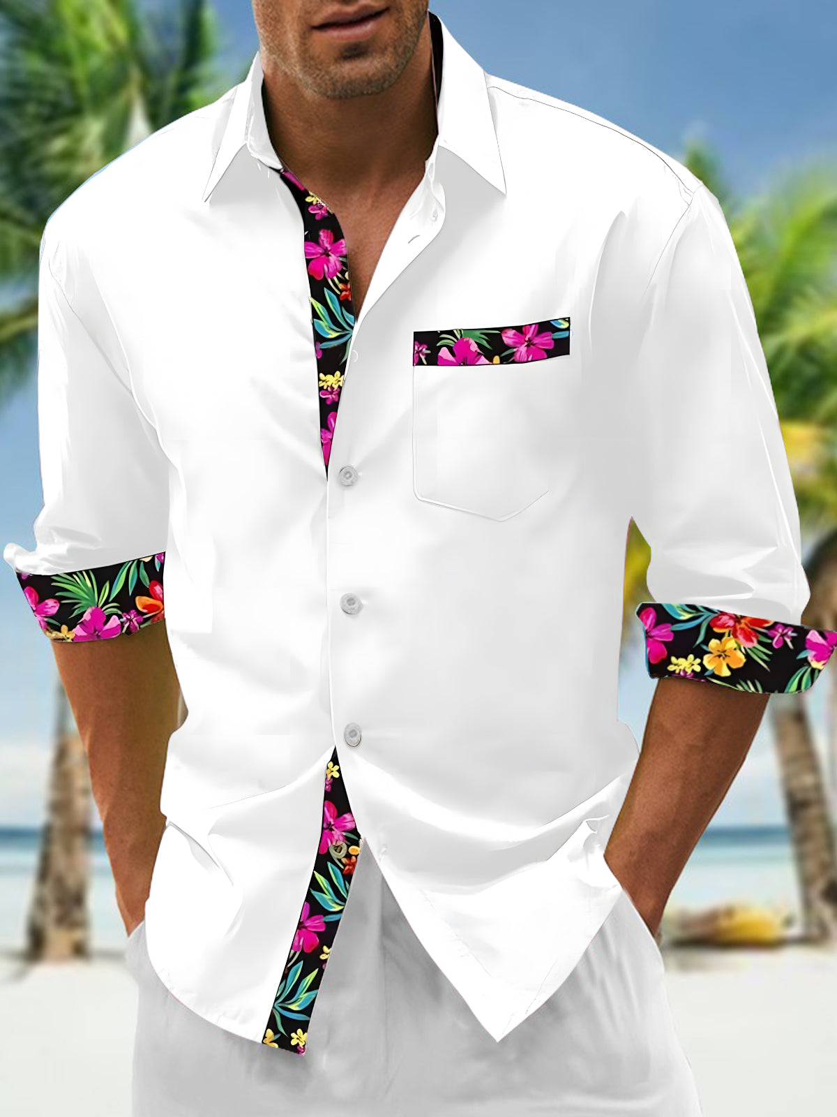 Men's shirts, button down shirts, casual shirts, spring and summer, printed long sleeves, daily, fashionable, comfortable