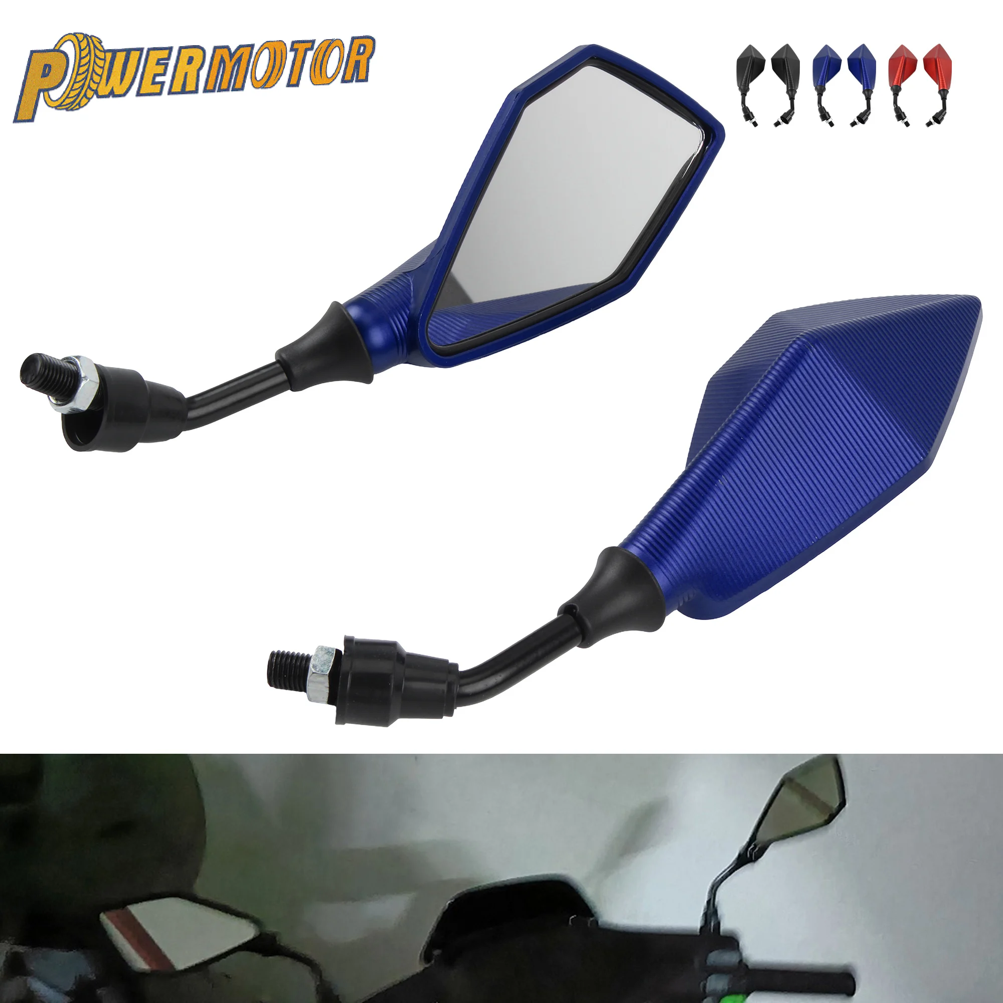 Espelho retrovisor universal para motocicleta, 2 peças, 10mm, grande angular, ajustável, para yamaha, honda, kawasaki, suzuki, bmw, acessórios modificados