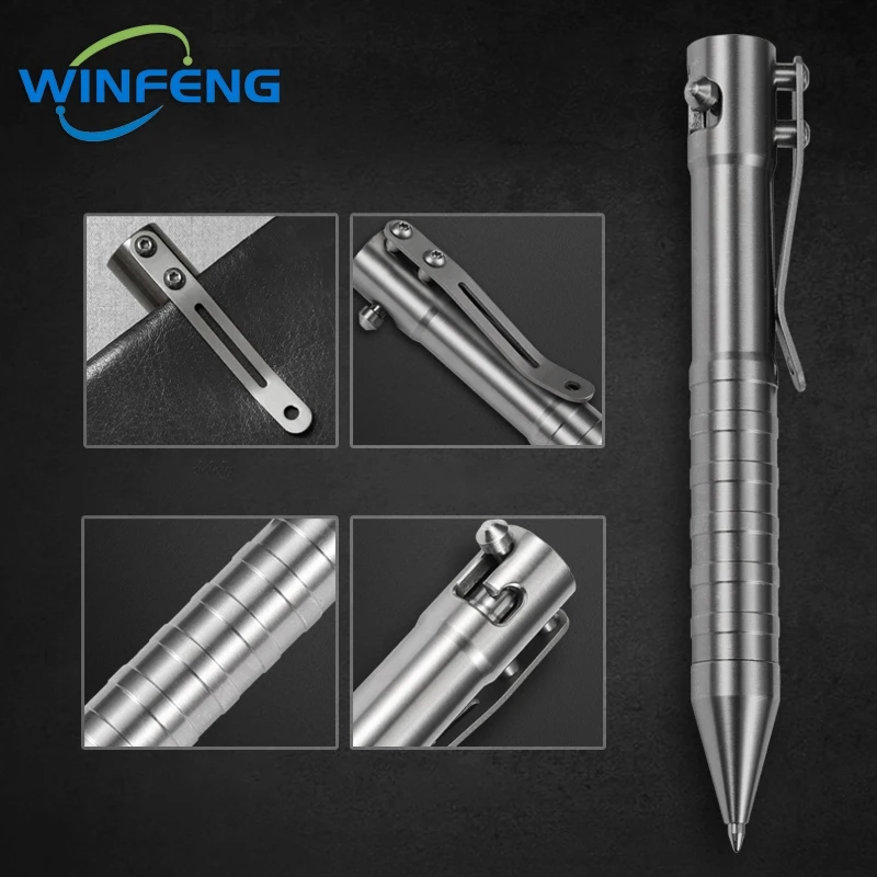 Creative Bolt Action ปากกายุทธวิธี Titanium Alloy Self Defense ปากกาลูกลื่นสํานักงานเครื่องเขียนโรงเรียนฉุกเฉิน Window Breaker