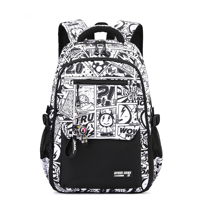 2025年新型防水メンズバックパック、15.6インチノートパソコン対応、グラフィティプリントバックパック、レディースオックスフォードトラベル、メンズバッグ、ヴィンテージスクールバッグ