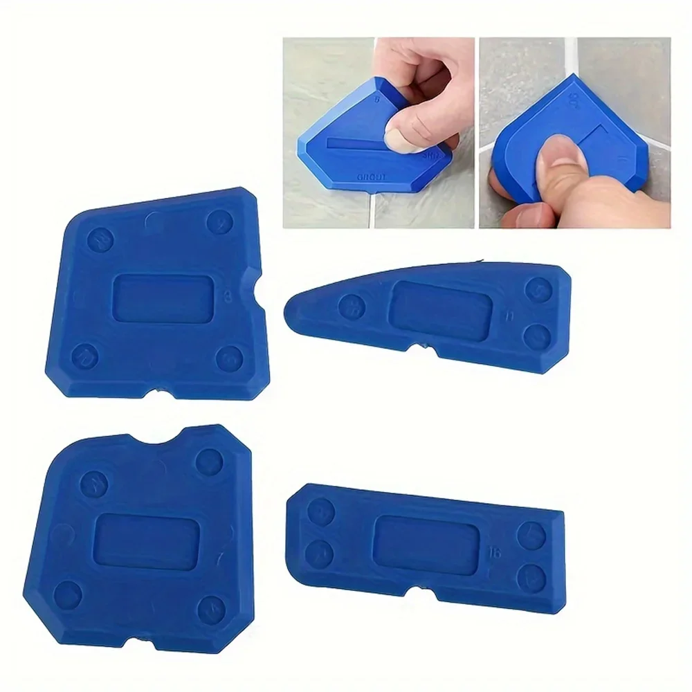 4 Stuks Siliconen Glas Cement Schraper Kit Grout Remover Tool Thuis Afwerking Breeuwen Gereedschap Thuis Schoonmaken Hand Spatel Tool