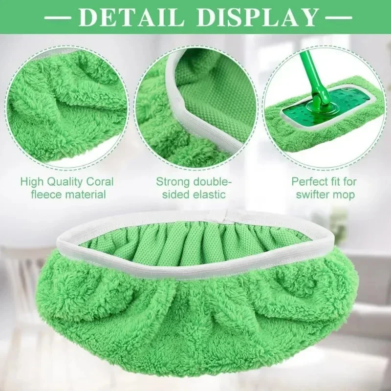 1/4 Stuks Nat & Stomerij Doeken Duurzaam Absorberende Spons Microfiber Mop Pads Platte Mop Hoofd Wasbare Mop doek Herbruikbare Sweepin