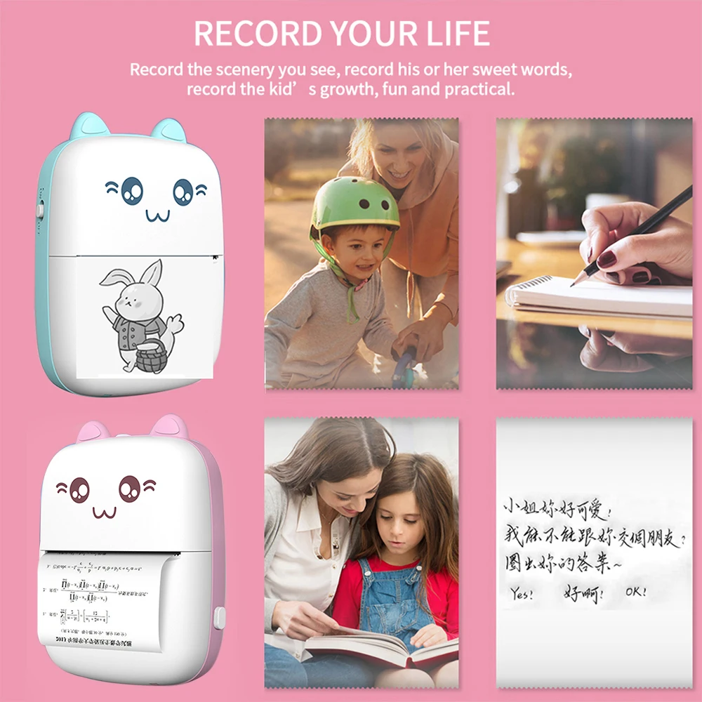 Miniprinter Draagbare draadloze Bluetooth-sticker Label Fotomemo Thermische print Studie Leren printer Kinderen Jongens Meisjes Geschenken