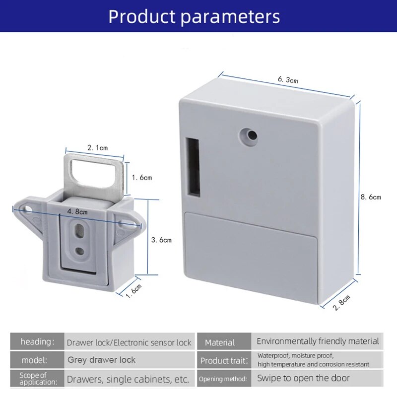 Sensor inteligente bloqueio invisível cartão rfid keykob gaveta bloqueio escondido punch-livre fechaduras digitais diy para armário guarda-roupa móveis