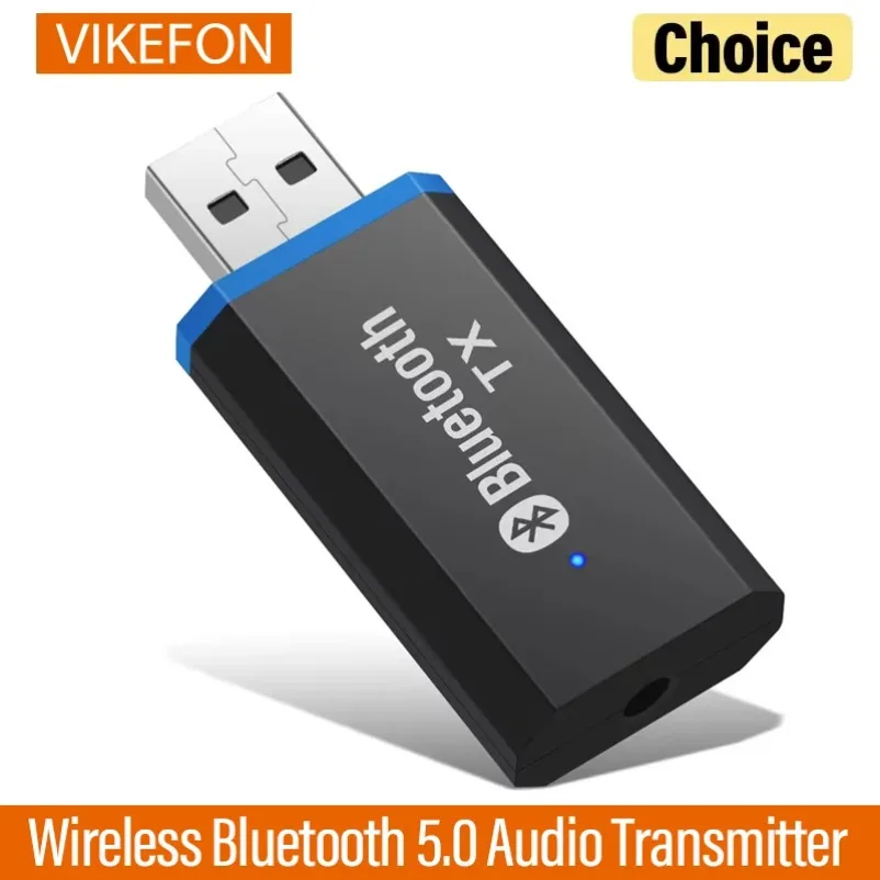 블루투스 송신기 5 및 EDR 오디오 어댑터 TV PC 헤드폰용 3.5MM 잭 AUX USB 스테레오 음악 무선 어댑터 플러그 앤 플레이