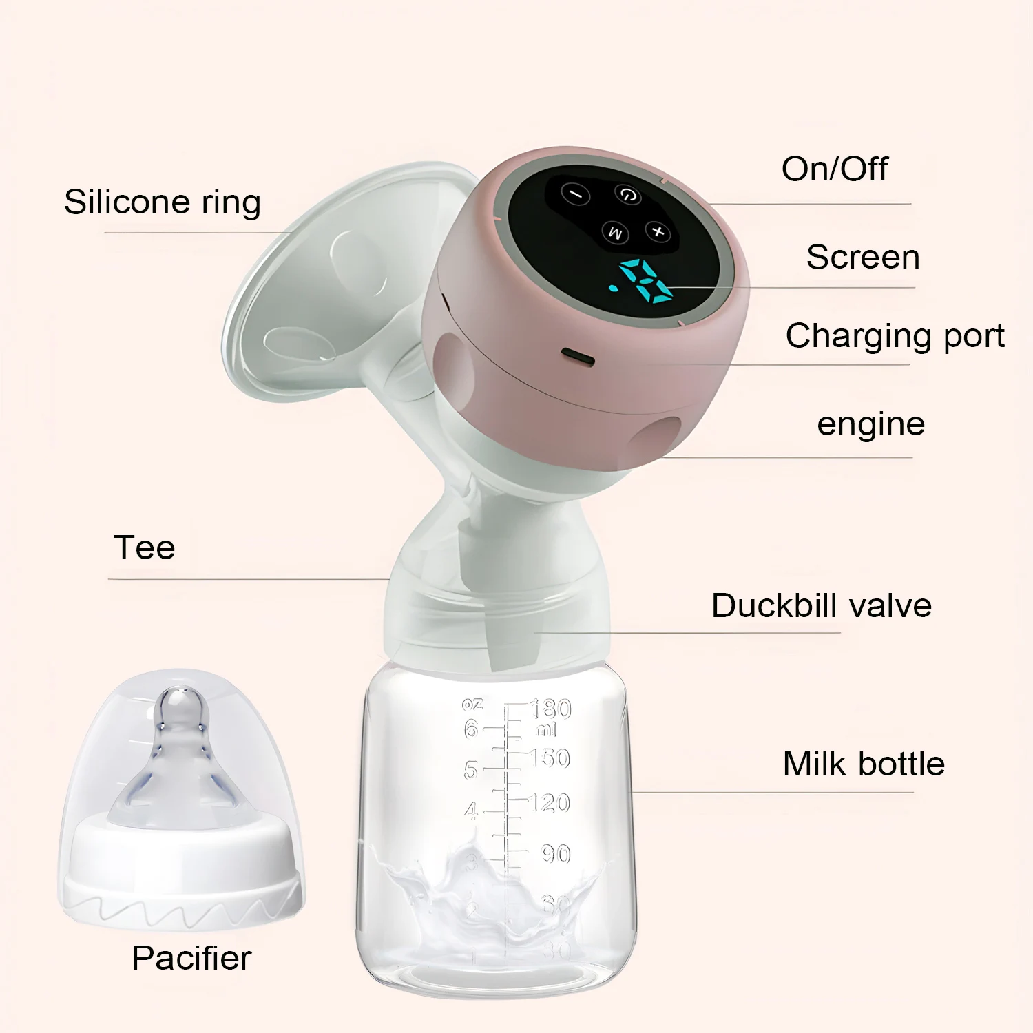 Draagbare elektrische borstkolf USB oplaadbaar Stille draagbare melkafzuiger Automatische melker Comfort Borstvoeding