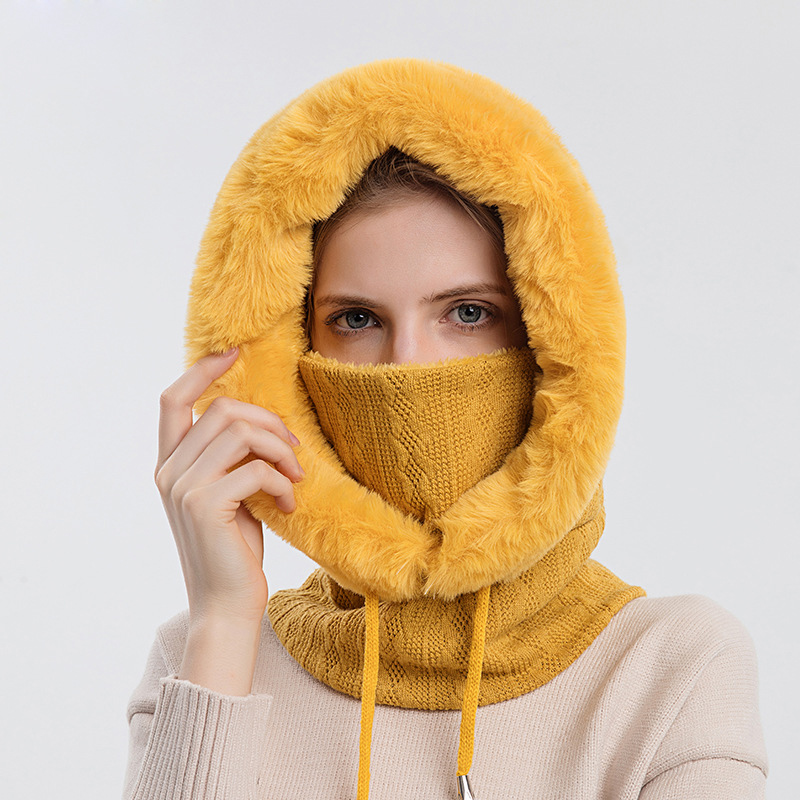 Muts Voor Vrouwen Gezichtsmasker Met Capuchon Pluis Warm Houden Dikker Stijl Sjaal Capuchon Beanie Gebreide Kasjmier Halswarmer