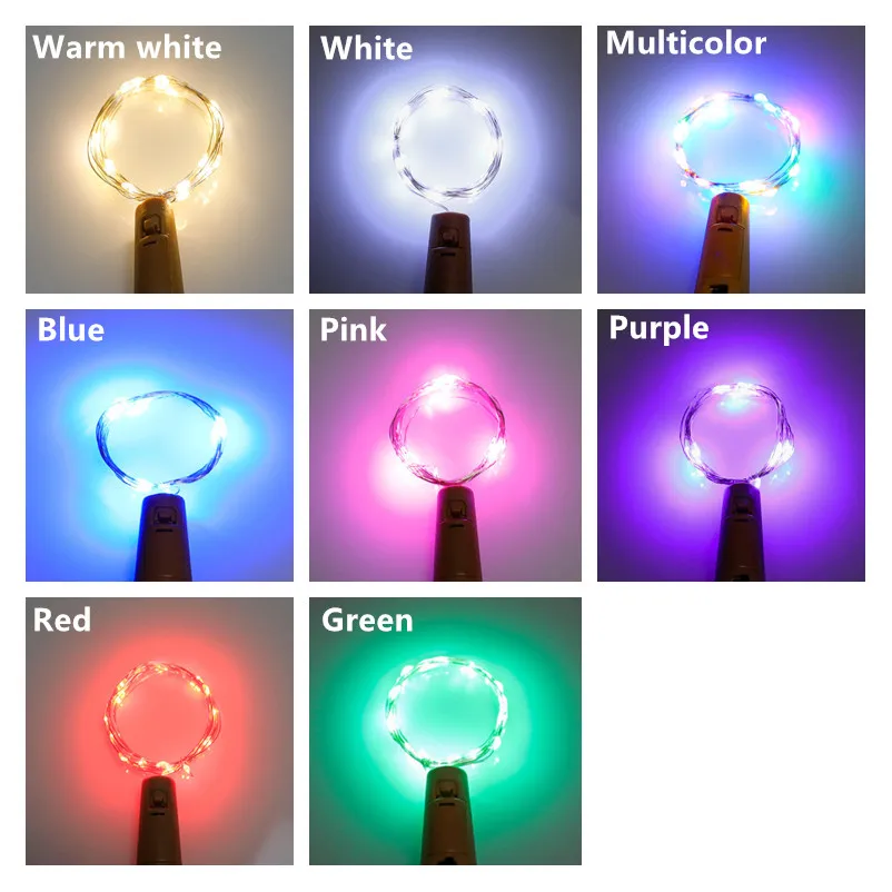 5 ชิ้นบาร์ LED ขวดไวน์ Cork String Lights ตกแต่งวันหยุด Garland Fairy ไฟคริสต์มาสทองแดงสายไฟ String