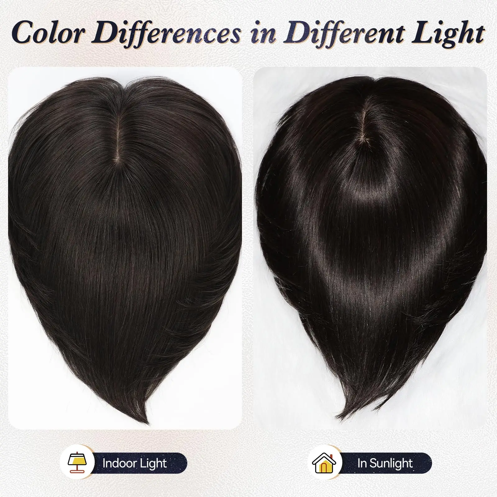 Extensions de cheveux humains Remy noirs naturels, postiche à Base de soie, 4 Clips dans les cheveux avec frange, 10 pouces, pour femmes