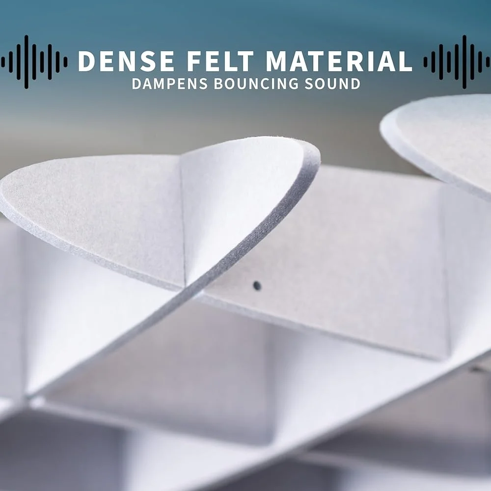 Acoustic Ceiling Waffle Panel Hanging Sound Absorber Lightweight Noise Reduction Chandelier Offices Studios Restaurants