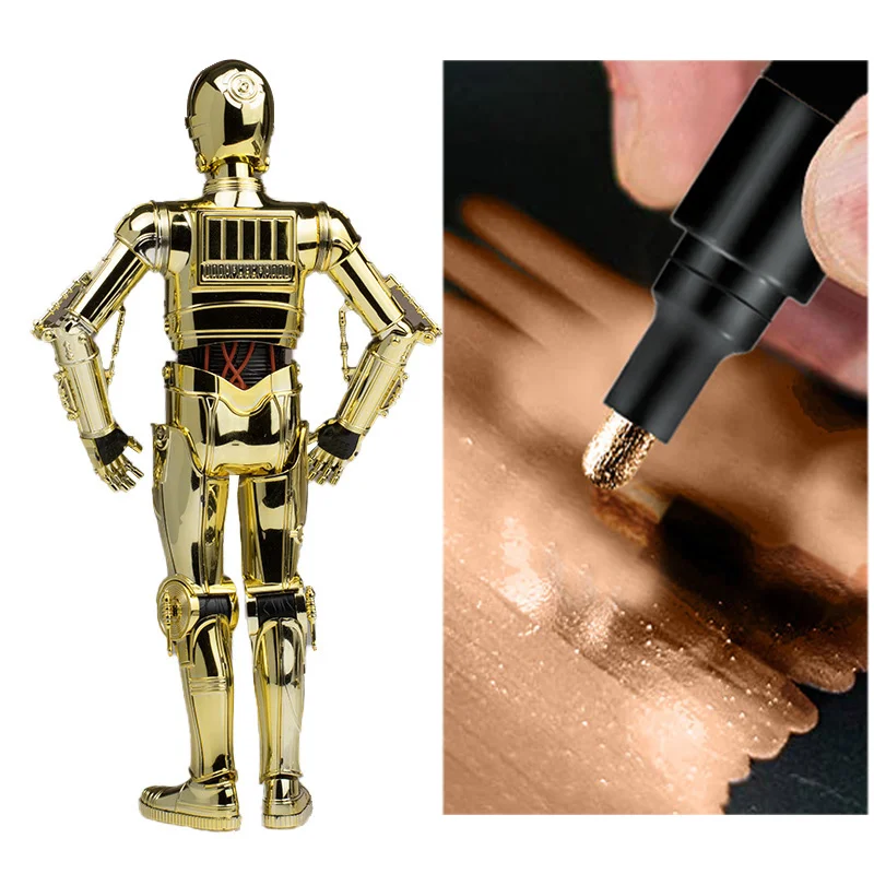 Chrom-Farbmarker, reflektierende Flüssigkeit, Spiegel-Farbstifte, goldene silbrige Tinte, 2 mm Schreibspitze für Modell, Metall, Holz, Kunststoff, Stein