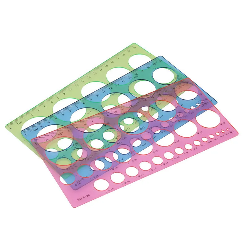 1 Pcs Plastic Template Ruler Students Rectangle Shape Great Circle Template Ruler  School Stationery Supply