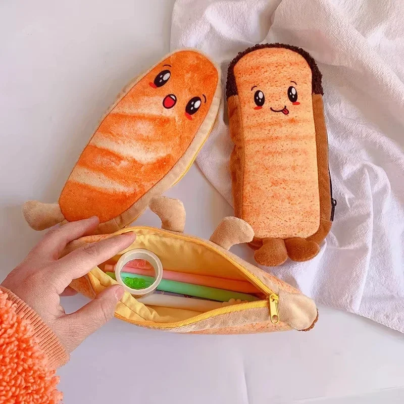 Nette Kreative Toast Hot dog Brot Bleistift Fall Große Kapazität Universal Student Bleistift Fall Beutel Schreibwaren Geschenk Liefert Neue