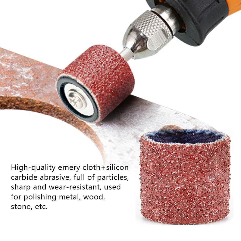 ชุดกลองขัด XCAN # 80 # 100 # 120 Grit 6.35 มม. 12.7 มม. Sanding Mandrel สําหรับเครื่องมือโรตารี่ Dremel เครื่องมือขัดแถบขัด