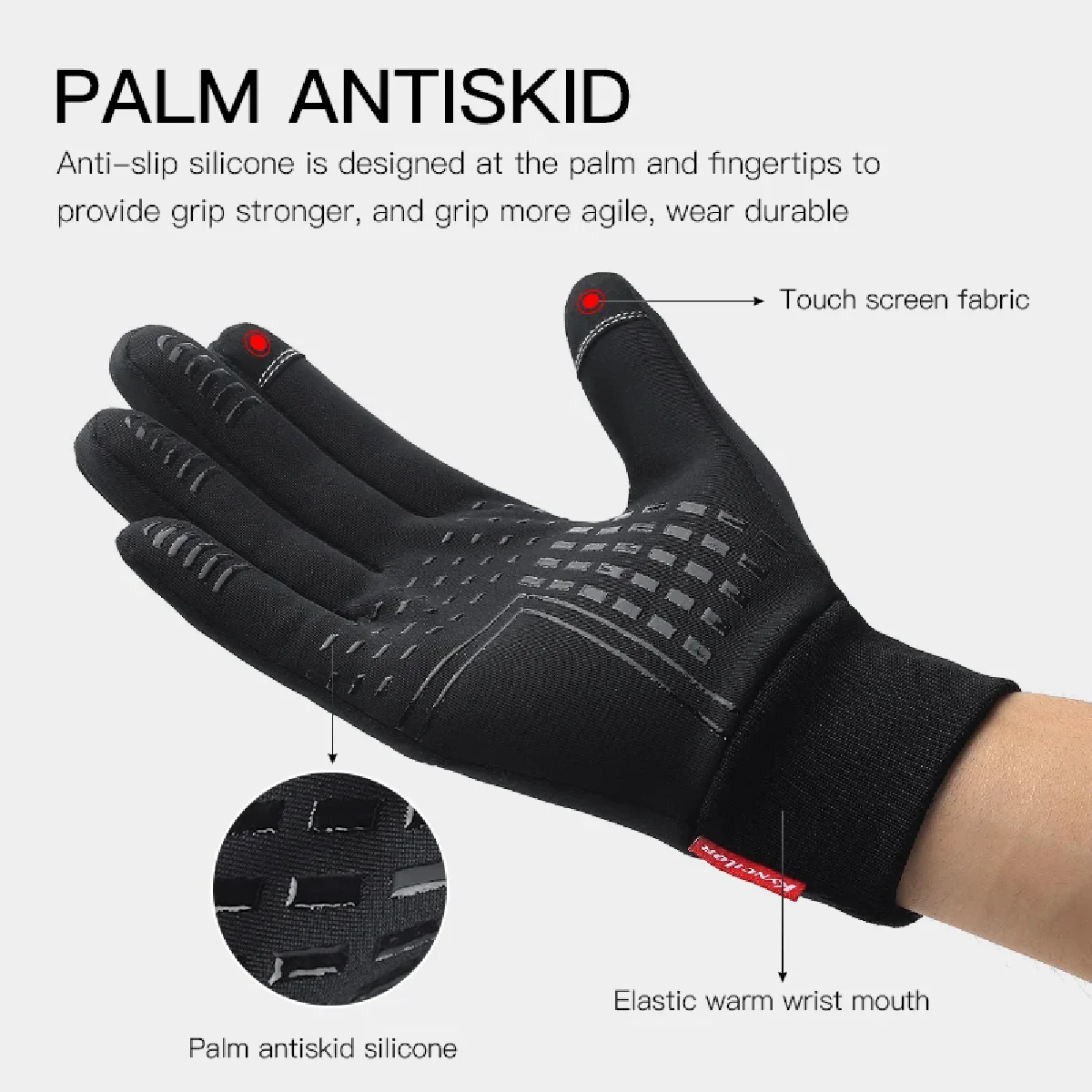 Windproof and Waterproof Outdoor Gloves Touch Screen Thumb and Index Finger Fingertips Warm Gloves for Running Cycling