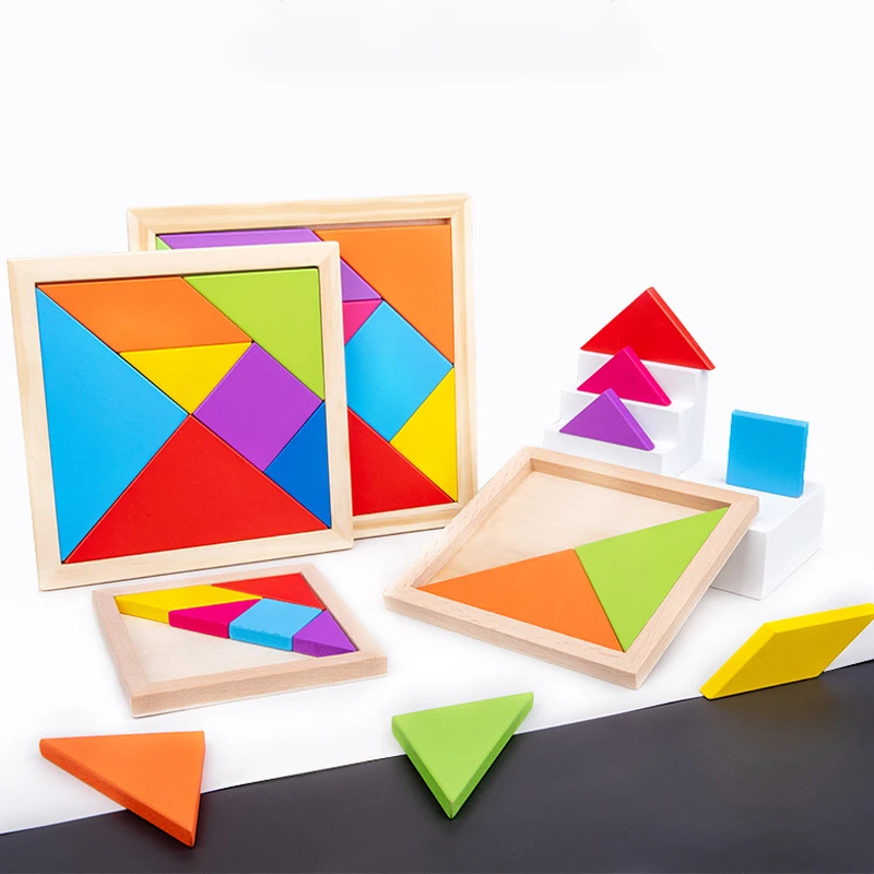Tangram ปริศนาไม้สําหรับเด็ก 7 ชิ้นสี,การศึกษาสมอง Teaser,การเรียนรู้ของเล่นสําหรับชายและหญิง,สนุก Party Favor