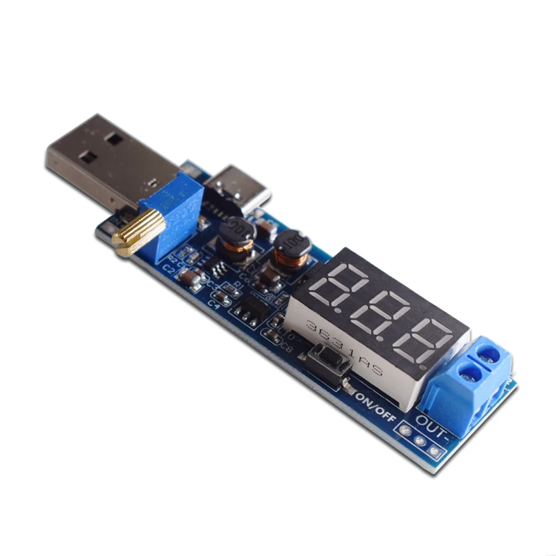 Boost Buck Converter TYPE-C Micro USB Step UP/Down Netzteilmodul DC-DC 5V bis 3,3V / 12V einstellbarer Ausgang DC 1,2V-24V