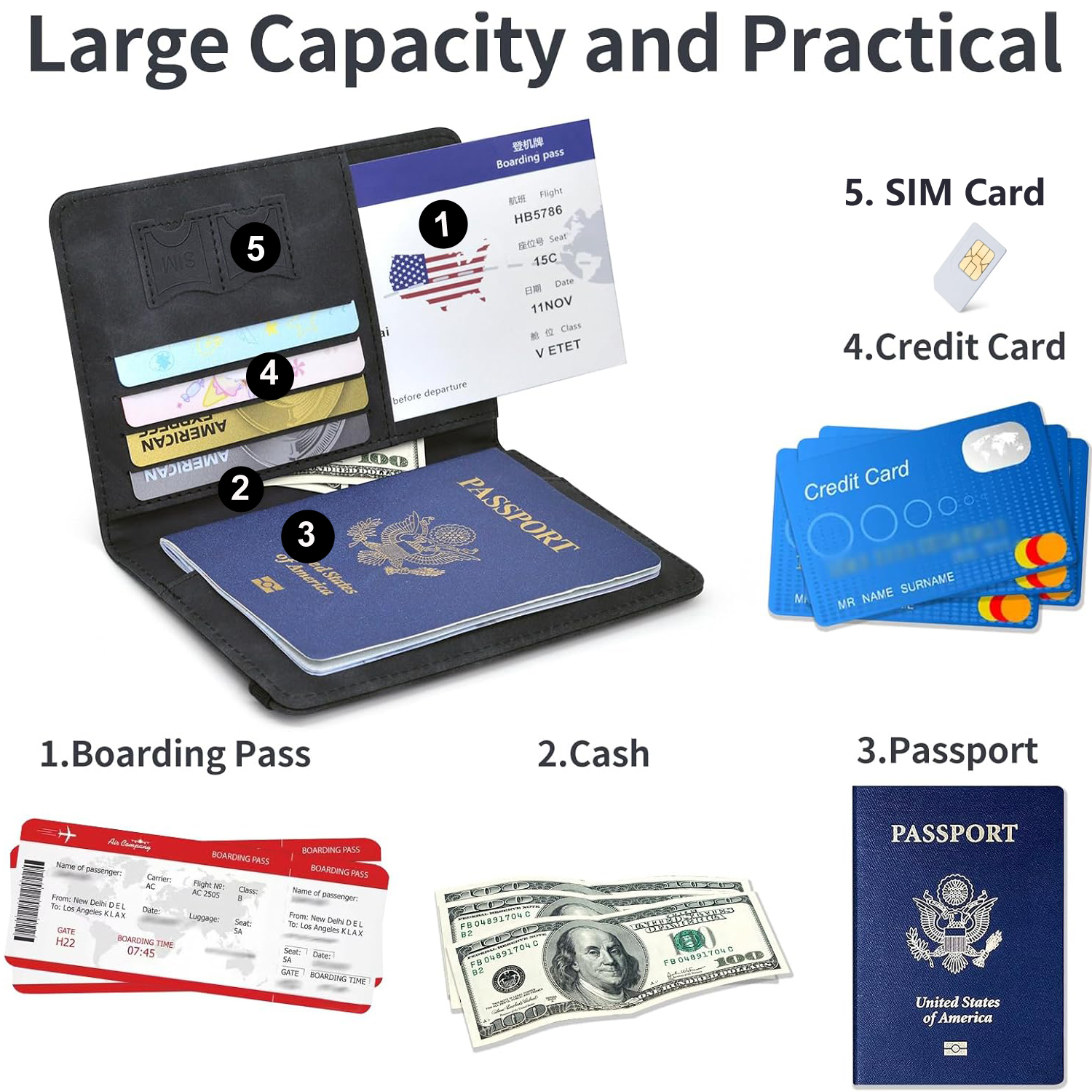 Porta-passaporte carteira capa de viagem essencial rfid bloqueio caso de cartão de couro acessórios de viagem internacional para mulher/homem