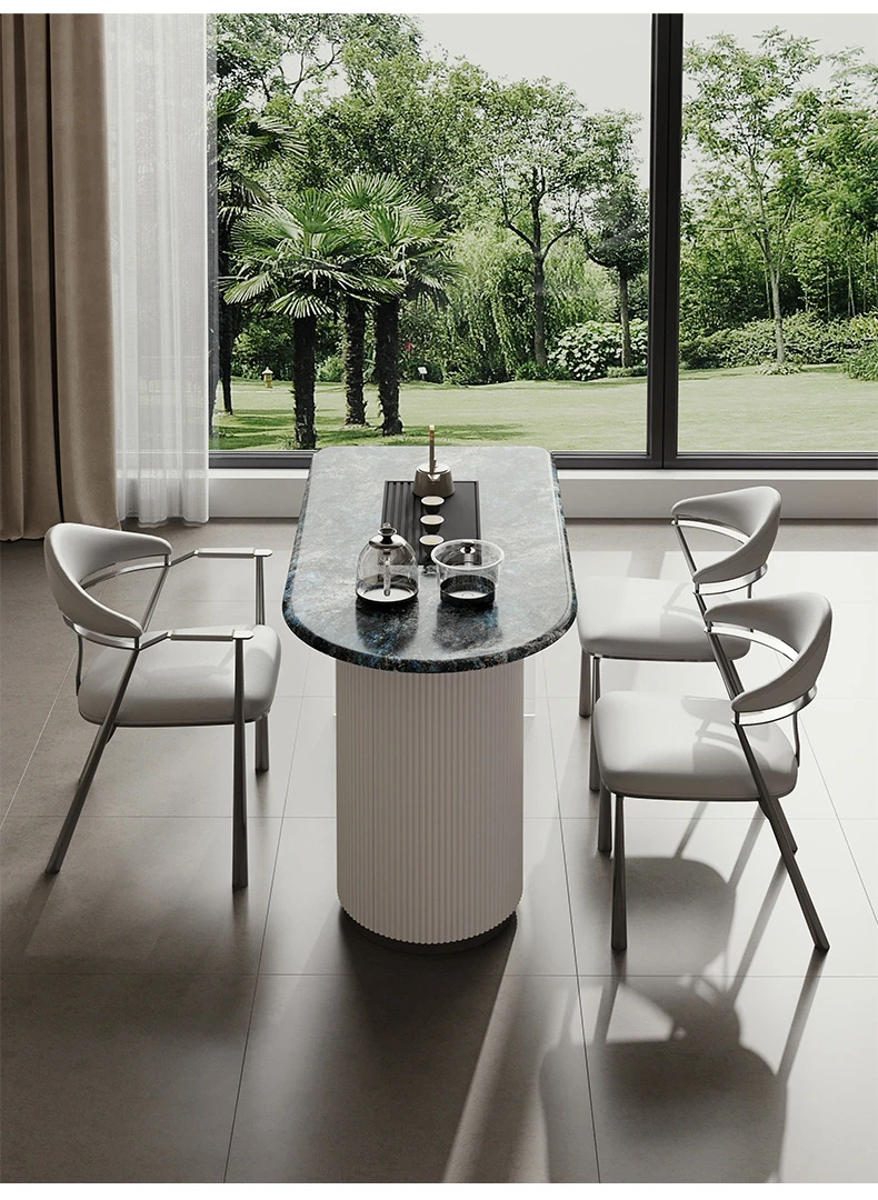 Mesa de chá e cadeira com placa de pedra acrílica nórdica de alta qualidade combinação moderna e simples mesa de chá