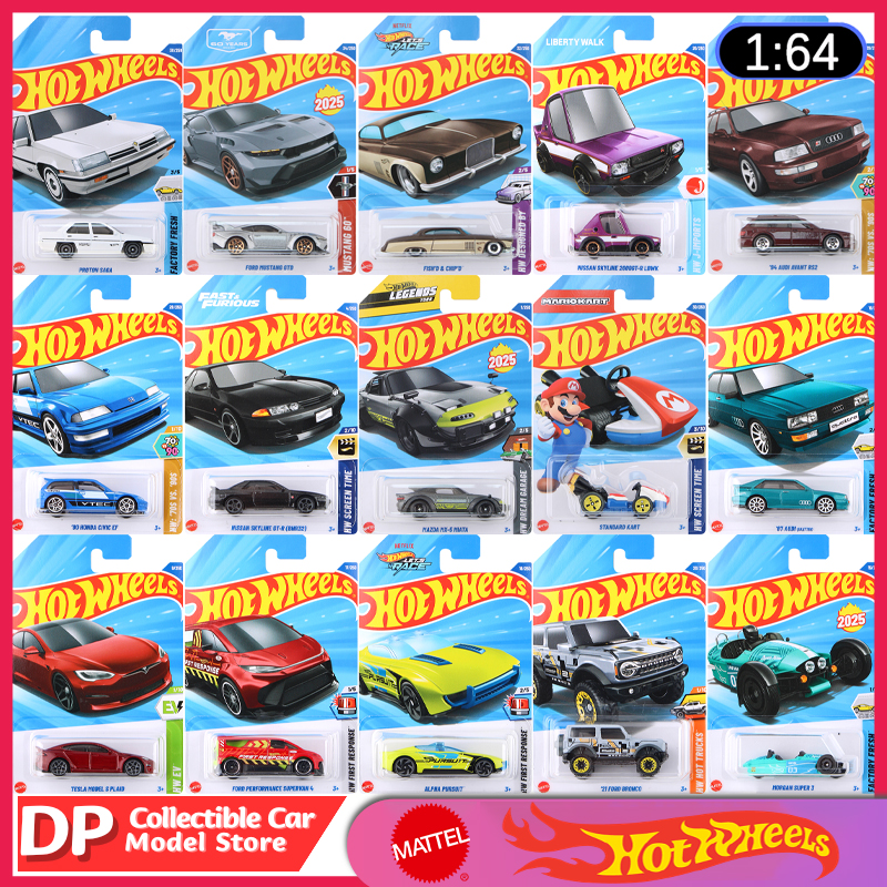 Новые автомобили Hot Wheels 2025, номер 1 ~ 39 Proton Saga Ford Mustang Tesla Audi, масштаб 1:64, литая под давлением модель автомобиля, доставка сейчас на складе