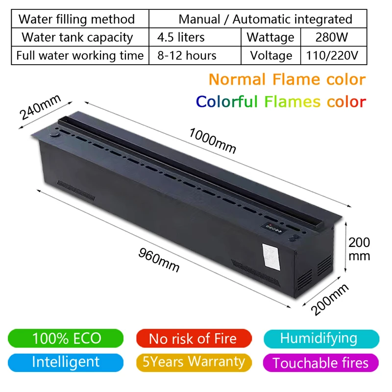เตาผิงไฟฟ้าไอน้ำอัตโนมัติแบบมีไฟ LED, มีเตาผิงสำหรับตกแต่งรับประกัน5ปีเครื่อง3D น้ำแบบไร้เสียง LED สมาร์ทไอน้ำตกแต่งเตาผิงเปลวไฟทีวี Bracket 5 ปีเงียบอัตโนมัติกระบอกสูบน้ำอบไอน้ำตกแต่งเตาผิงความร้อนจำลอง 3D เตาผิงสำหรั