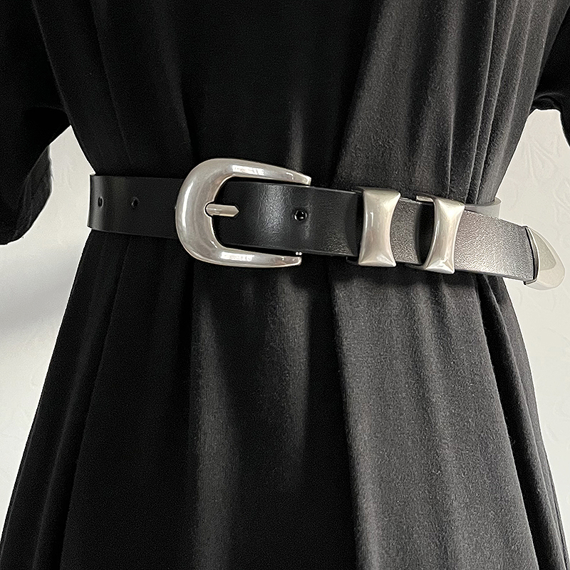 Faja Vintage de cuero genuino a la moda para mujer, corsés para vestido femenino, cinturones decorativos, cinturón estrecho TB1334