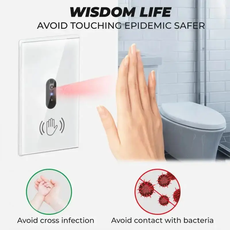 Neue Smart Wand Licht Schalter Hand Sweep Sensor Infrarot Sensor Schalter Glas Display Panel Neutral Draht 10A Keine Berührung erforderlich ﻿