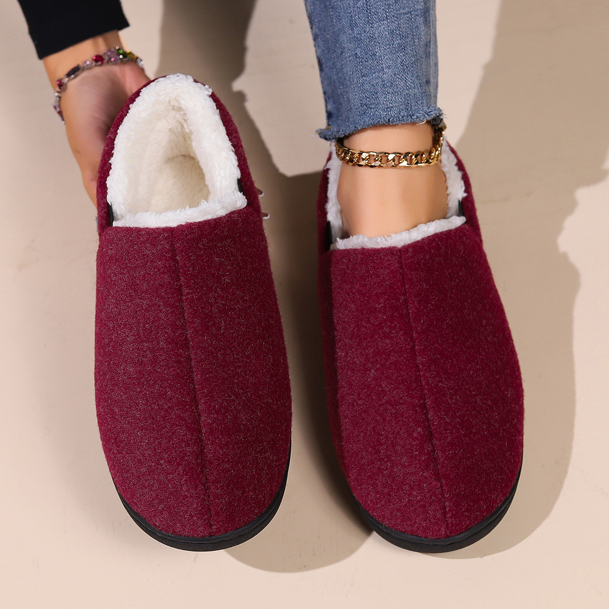Lächeln Pop Winter Männer Hausschuhe Outdoor Gleitschutz Männer Hausschuhe Mode Lässig Warme Flauschige Hausschuhe Innen Pelz Plüsch Flache Männer Schuhe