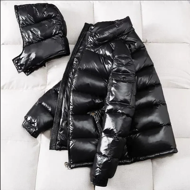 Mens Winter Hooded เงาลงเสื้อ Mens Casual เป็ดสีขาวลงเสื้อแจ็คเก็ตคุณภาพสูงกลางแจ้ง Windproof Thicken WARM PUFFER Tops