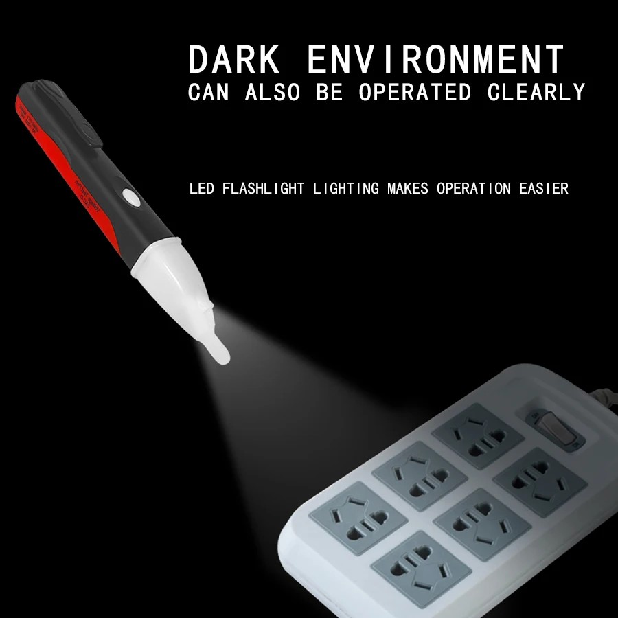 Indicador eléctrico AC 90-1000V enchufe sin contacto pared toma de corriente CA Detector de voltaje Sensor probador pluma lápiz de prueba de luz LED