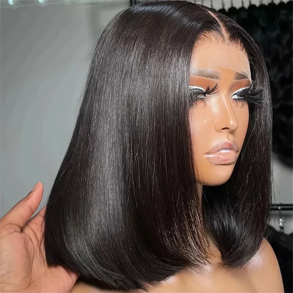 Wear e ir sem cola bob perucas 13x4 osso em linha reta frente do laço perucas de cabelo humano para as mulheres brasileiras perucas frontais do laço transparente