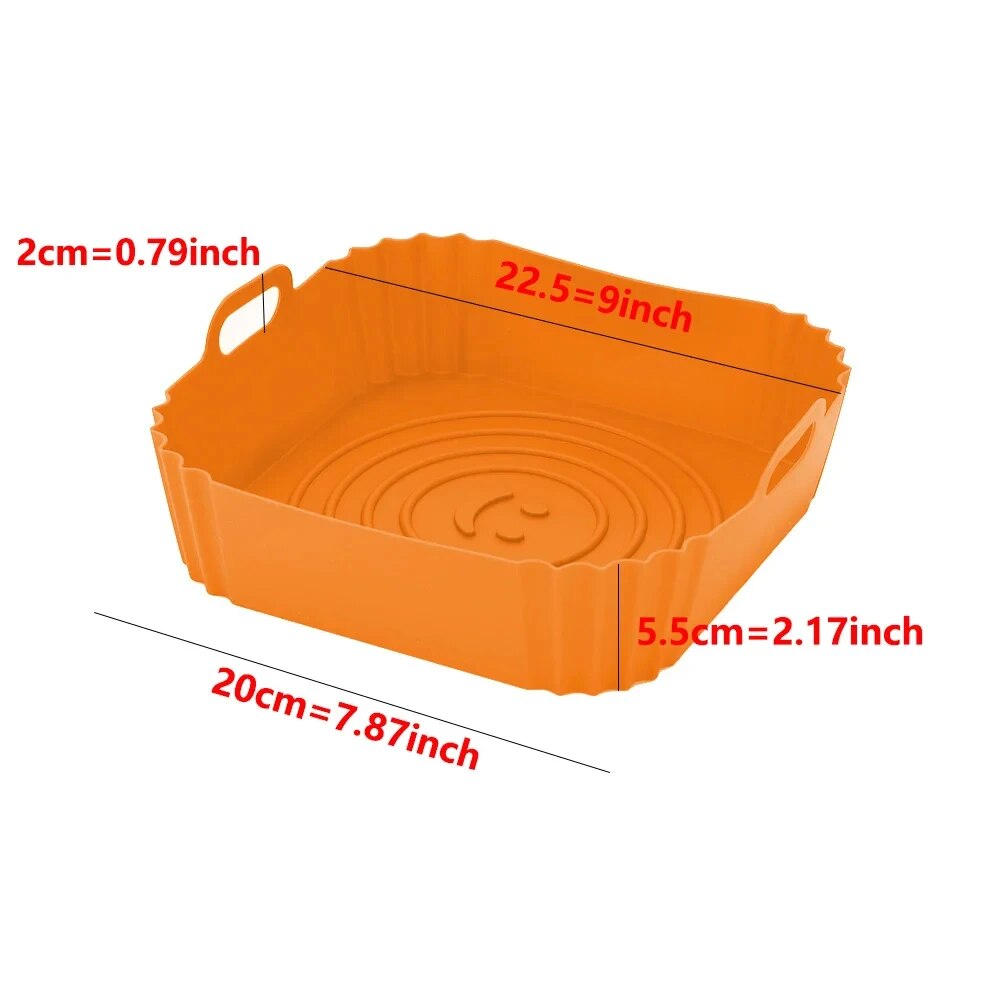 Bandeja de silicona reutilizable para freidora de aire, accesorios de revestimiento para horno, Pizza, pollo frito, cesta de silicona, 1 unidad