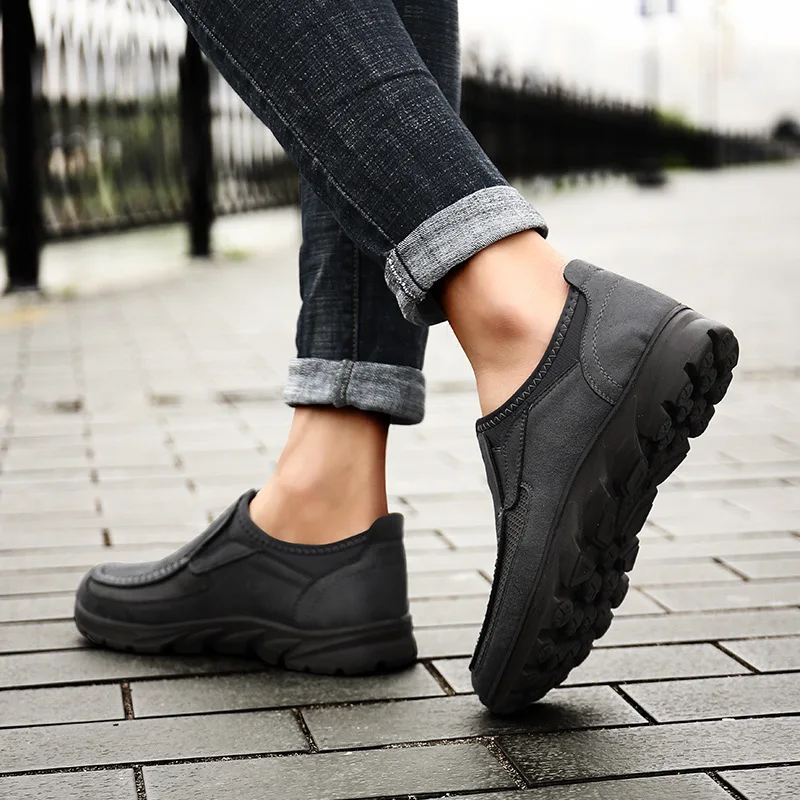 Autum รองเท้าลำลองผู้ชาย, รองเท้ากีฬาสำหรับกิจกรรมกลางแจ้ง Lazy DAD รองเท้าหนังไซส์ใหญ่0523สำหรับผู้ชาย