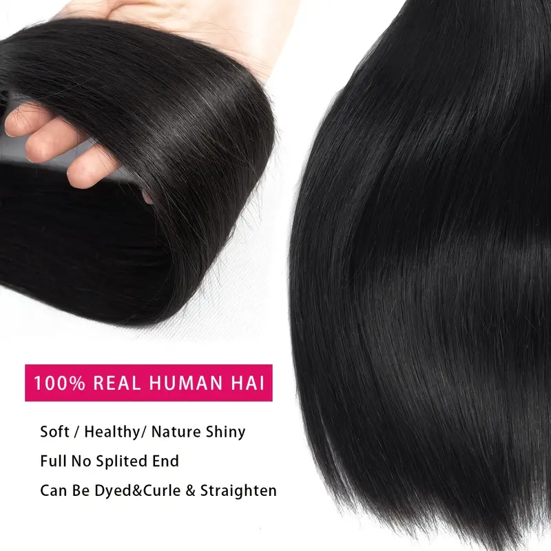 ブラジルの天然かつら,バッチ織り,ストレート,3ストランド4,30インチ,100% レミー,エクステンション,1セット