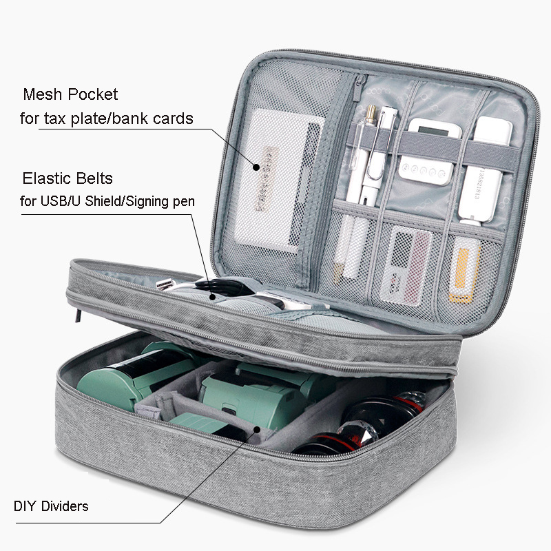 Dubbele stempels opslag organizer tas financiën kantoor document organizer case dubbele lagen accountant tas zegels doos