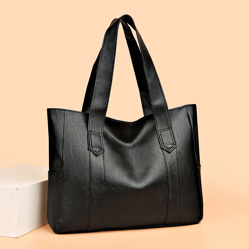 Bolsa tote vintage de grande capacidade, bolsa de ombro vegana retrô, bolsa casual feminina para deslocamento