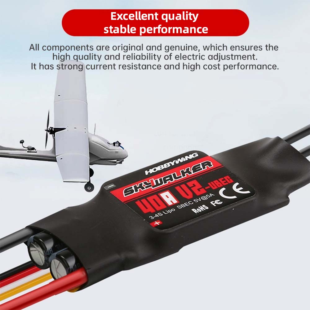 Hobbywing Skywalker 30A 40A 50A 60A 80A 100A V2 ตัวควบคุมความเร็ว ESC พร้อม UBEC สําหรับ RC FPV Quadcopter เครื่องบินเฮลิคอปเตอร์