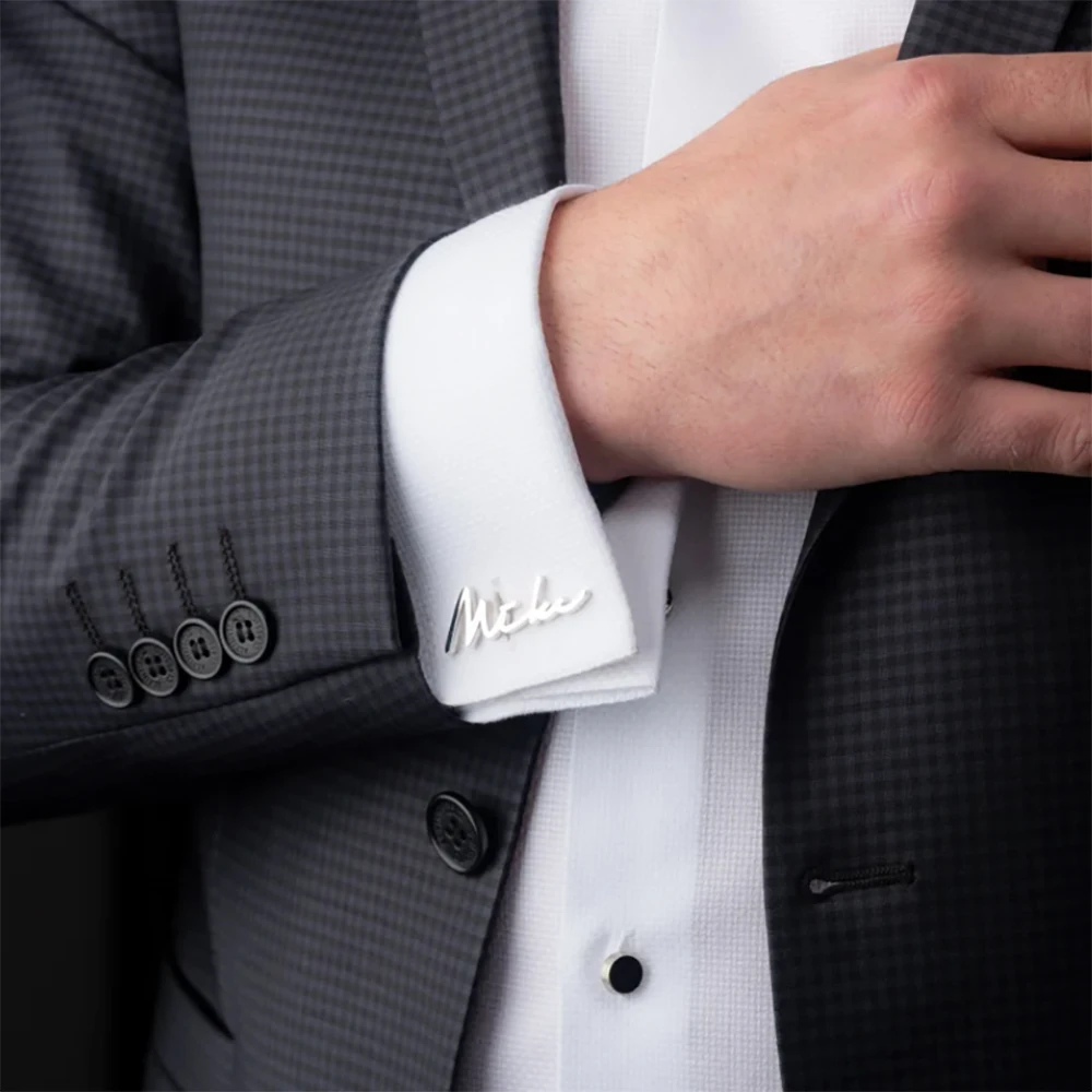 ส่วนบุคคลที่กําหนดเองชื่อ Cufflinks,สแตนเลสประณีตและแฟชั่นชายเสื้อ Cufflinks,ของขวัญสําหรับสามี