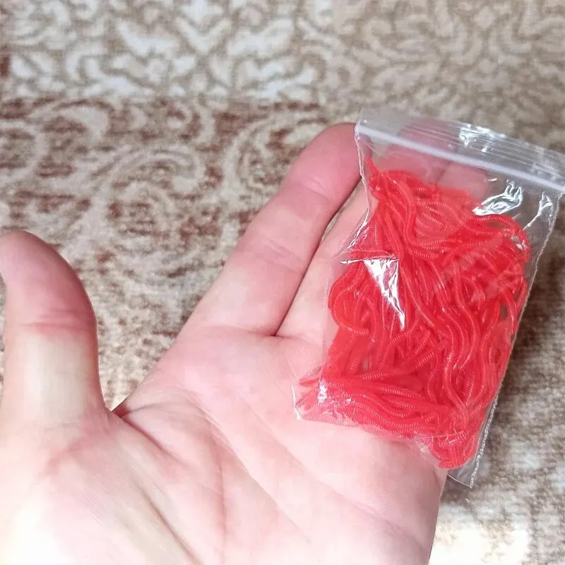 Bionic Red Worm Lure 100pcs 3.5 ซม.เหมือนจริงซิลิกาเจล Fishy ประดิษฐ์หนอนแดง Earthworm เหยื่อ Submerge จําลอง Lure Pesca