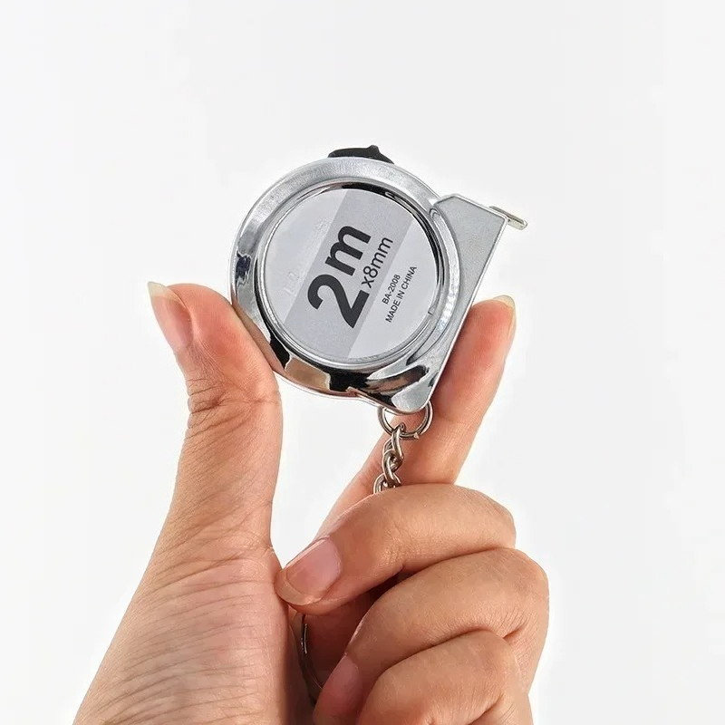 Portable Mini Tape Measure Retractable 2m Mild Steel Keychain Design Small Household Measuring Tool for DIY Crafting and Sewing