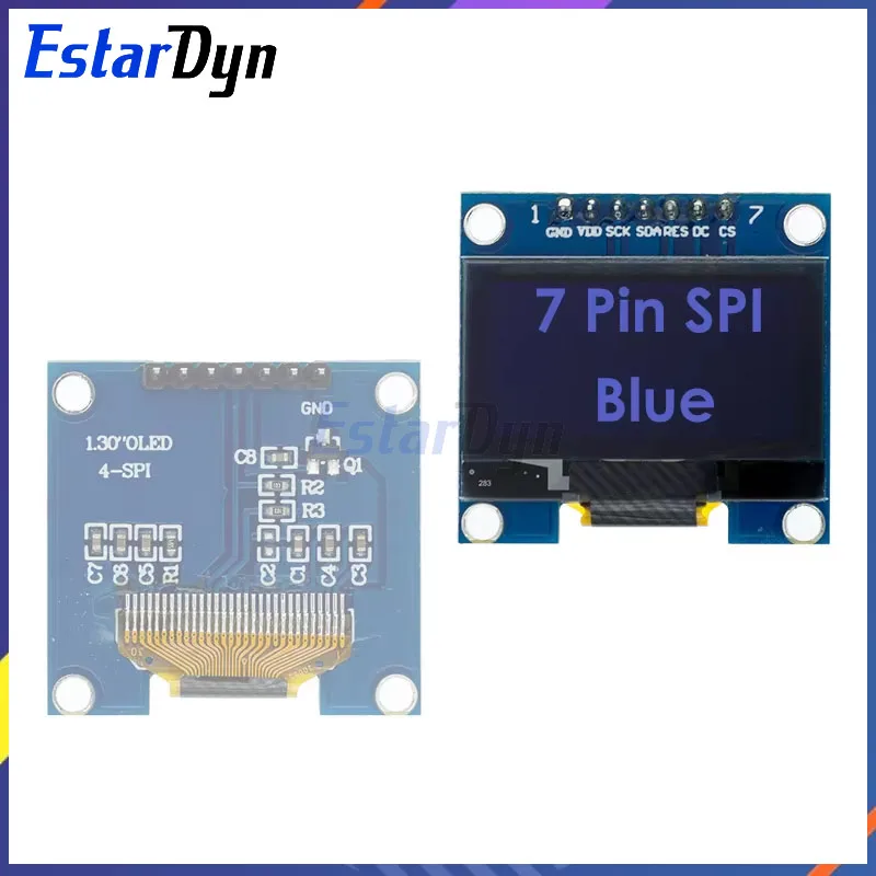Estardyn RoHS 1,3 polegadas OLEDWhite/Azul SPI/IIC I2C Comunicar Cor 128X64 Módulo de exibição LCD OLED de 1,3 polegadas Módulo OLED de 1,3"