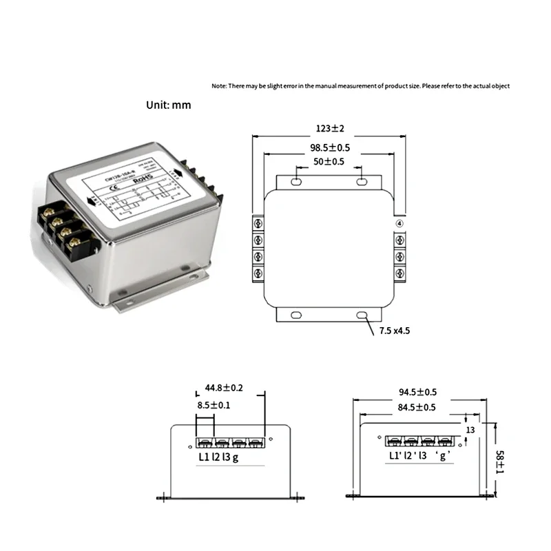 Filtro di potenza trifase inverter EMI Servo filtro Purificatore CW12B-3/6/10/20/30/40/50/60A-R AC 380 V CW12B-40A-R CW12B-30A-R