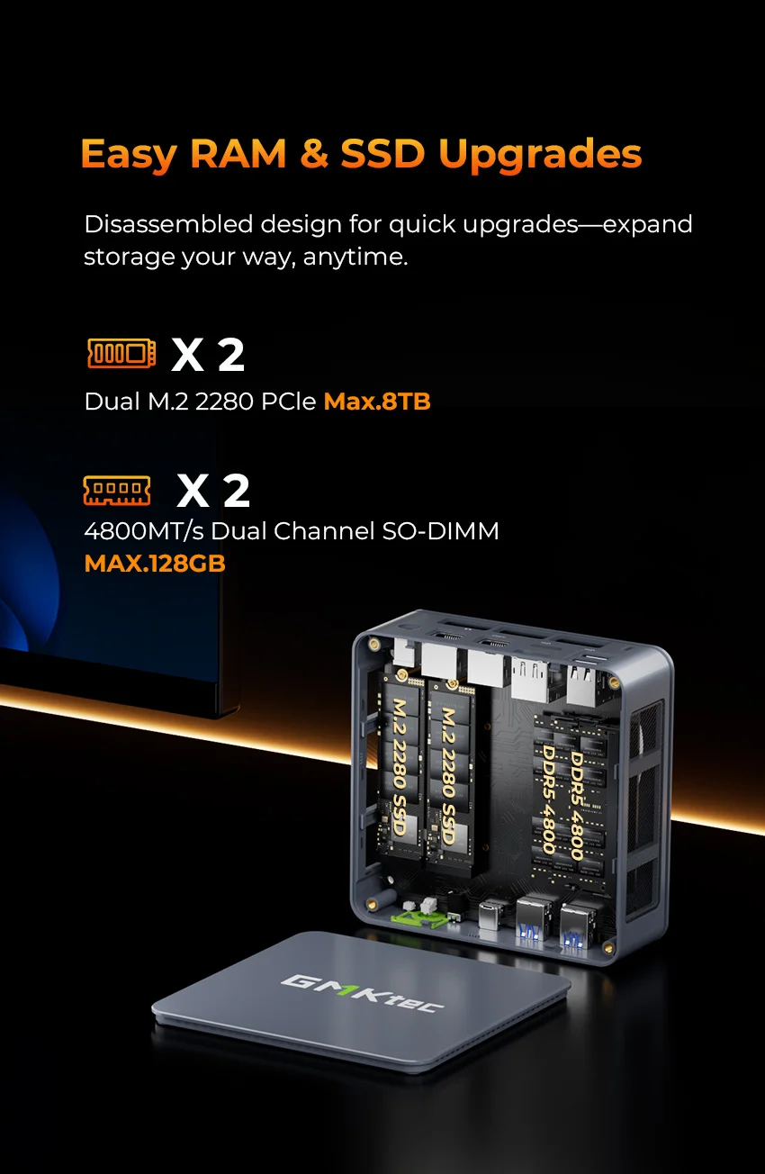 GMKtec M6 Ultra Nucbox Mini PC AMD R5 7640HS 6-rdzeniowy 12-wątkowy DDR5 4800Mhz Pcie 3.0 SSD WIFI 6 BT5.2 Win11 Pro Komputer stacjonarny do gier