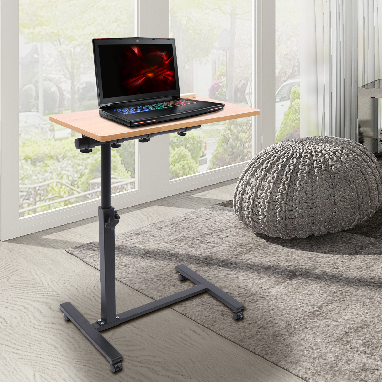 Adjustable Laptop Desk 360° Rotating Tabletop Mobile Stand Portable Mobile Lift Computer Folding Desk Work Furniture